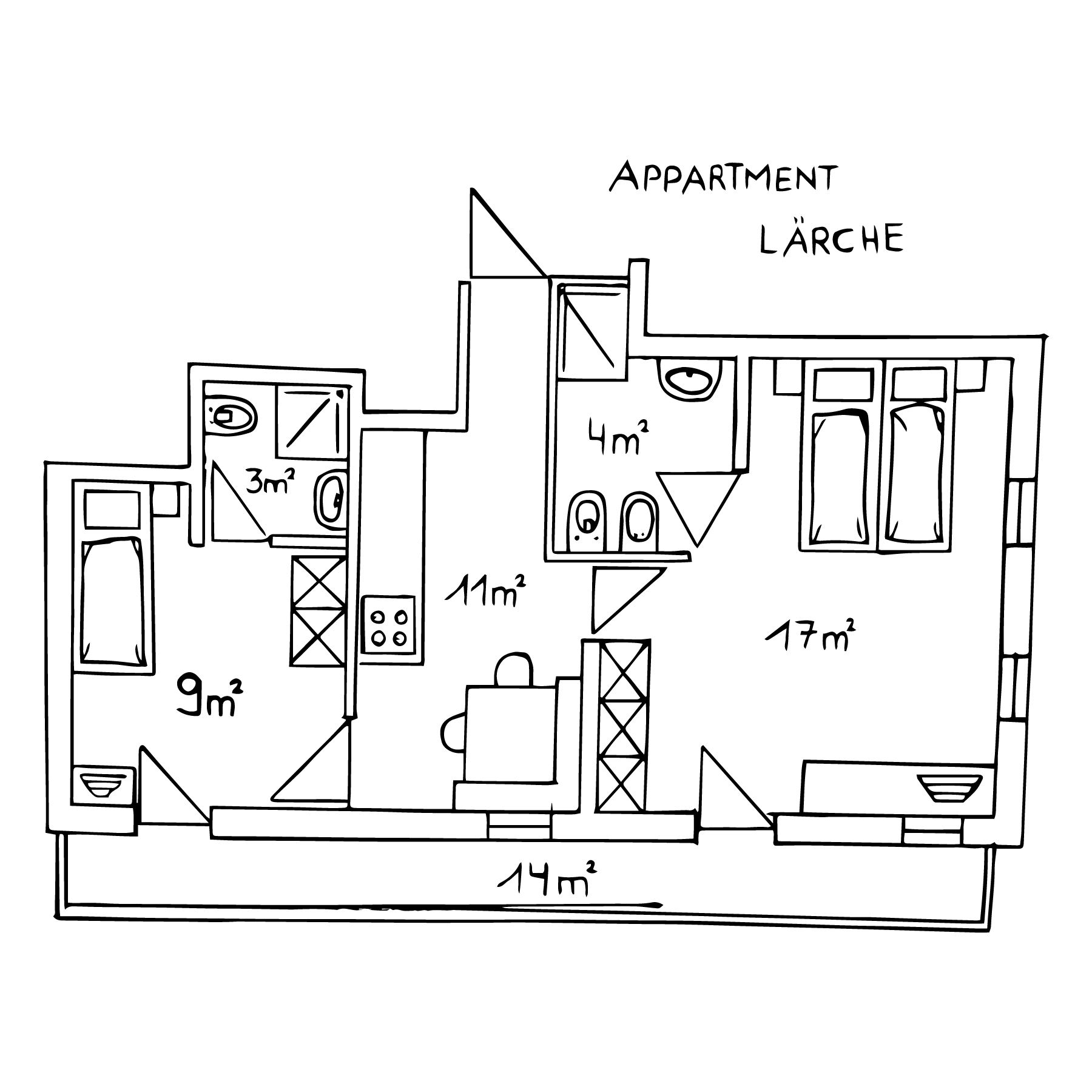 Wohnung Lärche Skizze